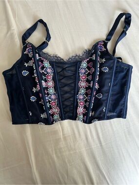 Victoria's Secret Navy and Light Pink Bustier Crop Top